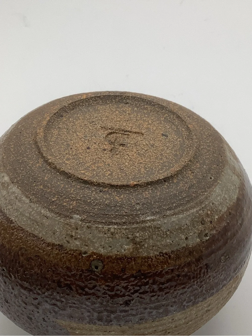 Handcrafted Stoneware Round Bud Vase in Brown and Tan
